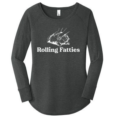 Rolling Fatties Cat Lover Funny Cat Kitten Gift Women's Perfect Tri Tunic Long Sleeve Shirt