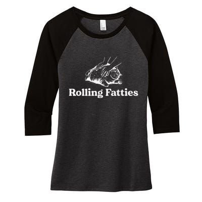 Rolling Fatties Cat Lover Funny Cat Kitten Gift Women's Tri-Blend 3/4-Sleeve Raglan Shirt