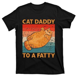 Retro Fat Chonk Dad Funny Cat Daddy To A Fatty T-Shirt