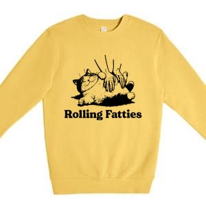 Rolling Fatties Cat Funny Cat Lovers Premium Crewneck Sweatshirt