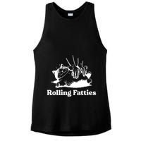 Rolling Fatties Cat Funny Cat Lovers Ladies PosiCharge Tri-Blend Wicking Tank