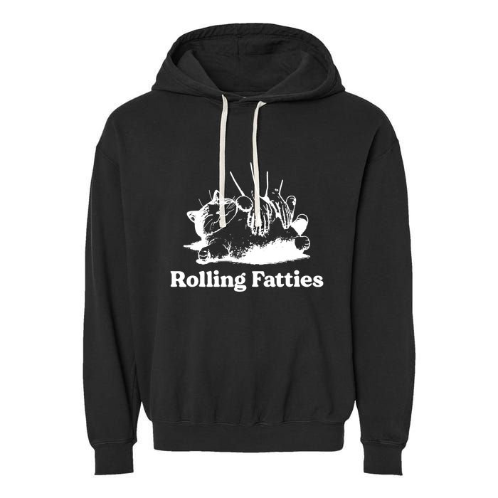 Rolling Fatties Cat Funny Cat Lovers Garment-Dyed Fleece Hoodie