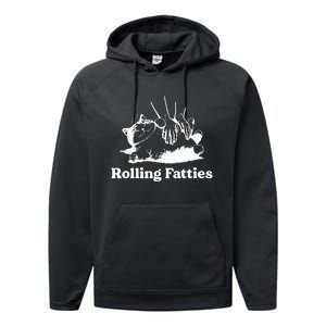 Rolling Fatties Cat Funny Cat Lovers Performance Fleece Hoodie