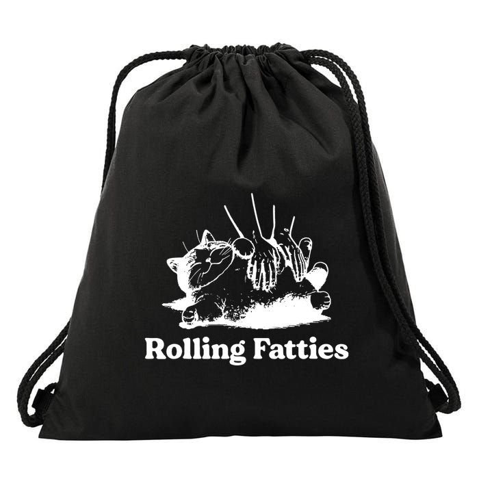 Rolling Fatties Cat Funny Cat Lovers Drawstring Bag