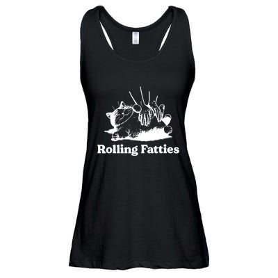 Rolling Fatties Cat Funny Cat Lovers Ladies Essential Flowy Tank