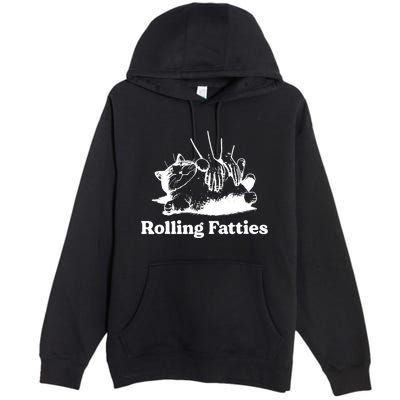 Rolling Fatties Cat Funny Cat Lovers Premium Pullover Hoodie
