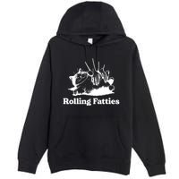 Rolling Fatties Cat Funny Cat Lovers Premium Pullover Hoodie