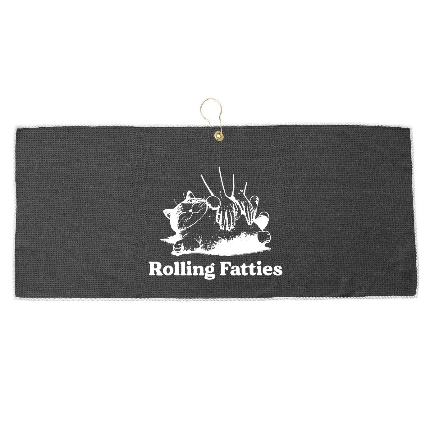 Rolling Fatties Cat Funny Cat Lovers Large Microfiber Waffle Golf Towel