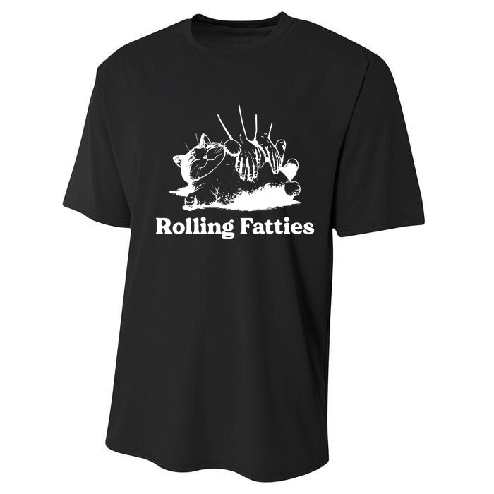 Rolling Fatties Cat Funny Cat Lovers Performance Sprint T-Shirt