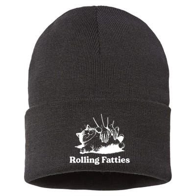 Rolling Fatties Cat Funny Cat Lovers Sustainable Knit Beanie
