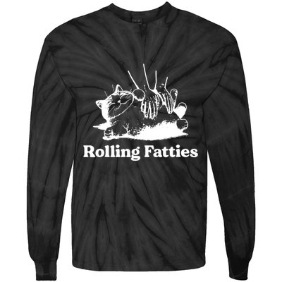 Rolling Fatties Cat Funny Cat Lovers Tie-Dye Long Sleeve Shirt
