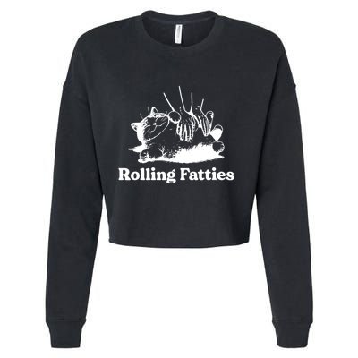 Rolling Fatties Cat Funny Cat Lovers Cropped Pullover Crew