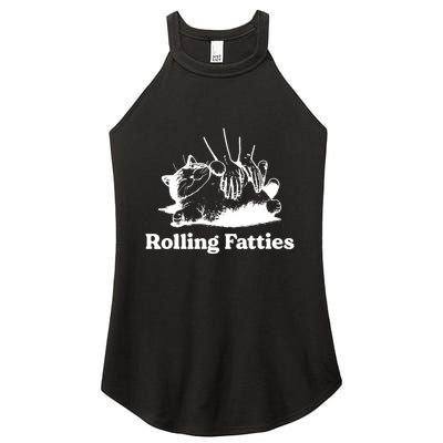 Rolling Fatties Cat Funny Cat Lovers Women's Perfect Tri Rocker Tank