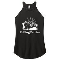 Rolling Fatties Cat Funny Cat Lovers Women's Perfect Tri Rocker Tank