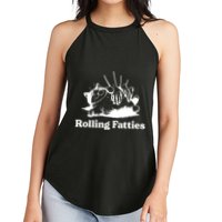 Rolling Fatties Cat Funny Cat Lovers Women's Perfect Tri Rocker Tank