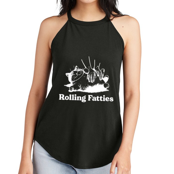 Rolling Fatties Cat Funny Cat Lovers Women's Perfect Tri Rocker Tank