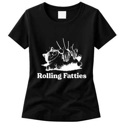 Rolling Fatties Cat Funny Cat Lovers Womens T-Shirt