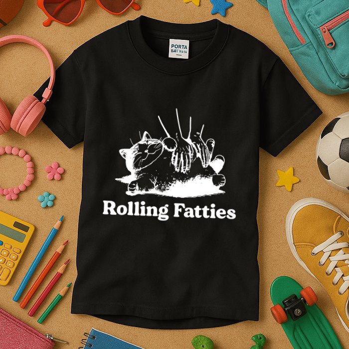Rolling Fatties Cat Funny Cat Lovers Kids T-Shirt