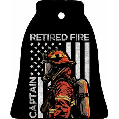 Retired Fire Captain Firefighter Retirement American Flag Ceramic Bell Ornament