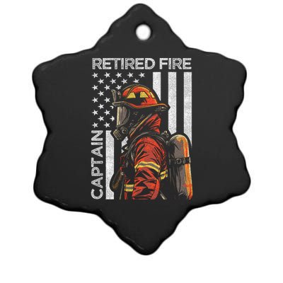 Retired Fire Captain Firefighter Retirement American Flag Ceramic Star Ornament