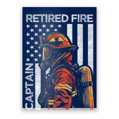 Retired Fire Captain Firefighter Retirement American Flag Poster