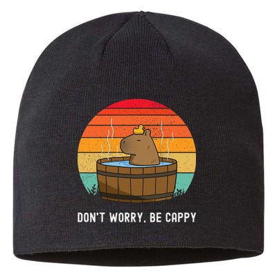 Retro Funny Capybara DonT Worry Be Capy Sustainable Beanie