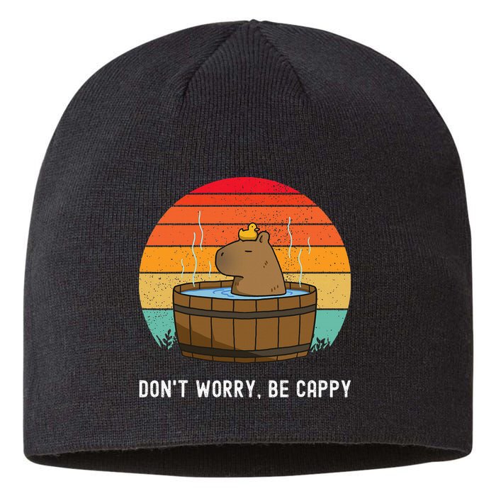Retro Funny Capybara DonT Worry Be Capy Sustainable Beanie
