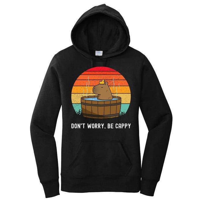 Retro Funny Capybara DonT Worry Be Capy Women's Pullover Hoodie