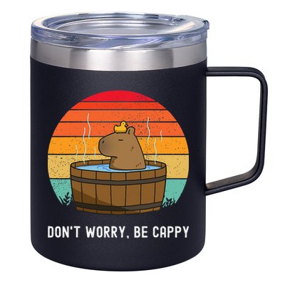 Retro Funny Capybara DonT Worry Be Capy 12oz Stainless Steel Coffee Mug
