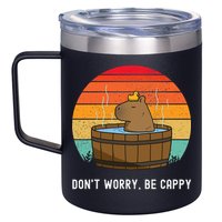 Retro Funny Capybara DonT Worry Be Capy 12oz Stainless Steel Coffee Mug