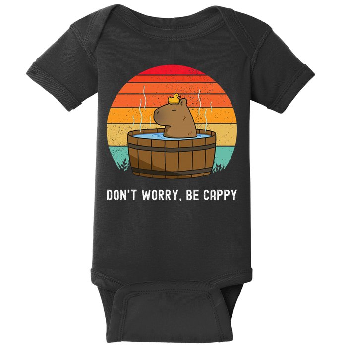 Retro Funny Capybara DonT Worry Be Capy Baby Bodysuit