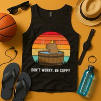 Retro Funny Capybara DonT Worry Be Capy Tank Top