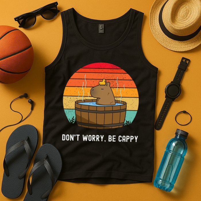 Retro Funny Capybara DonT Worry Be Capy Tank Top