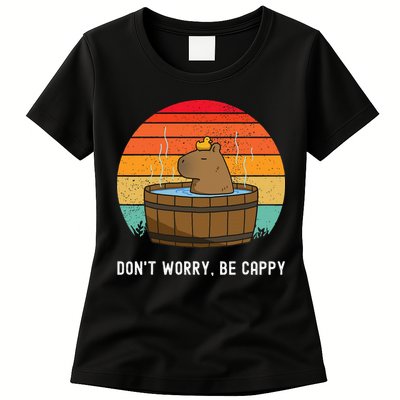 Retro Funny Capybara DonT Worry Be Capy Womens T-Shirt
