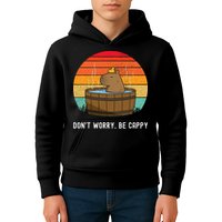 Retro Funny Capybara DonT Worry Be Capy Kids Hoodie