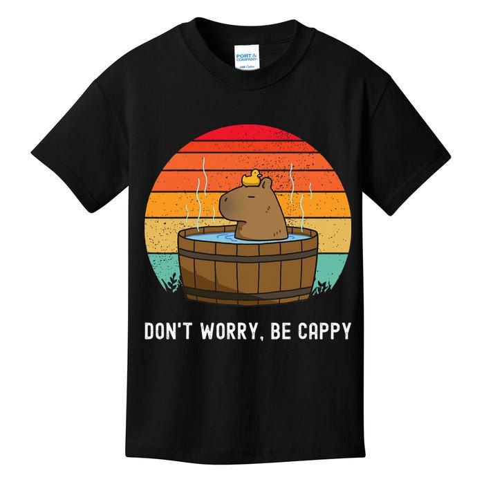 Retro Funny Capybara DonT Worry Be Capy Kids T-Shirt