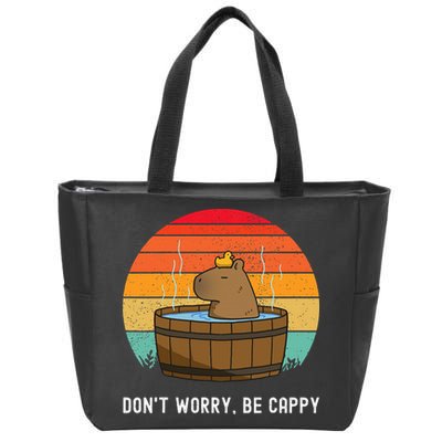 Retro Funny Capybara DonT Worry Be Capy Zip Tote Bag