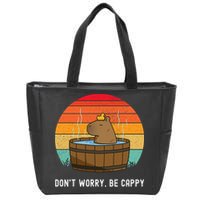 Retro Funny Capybara DonT Worry Be Capy Zip Tote Bag