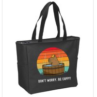 Retro Funny Capybara DonT Worry Be Capy Zip Tote Bag