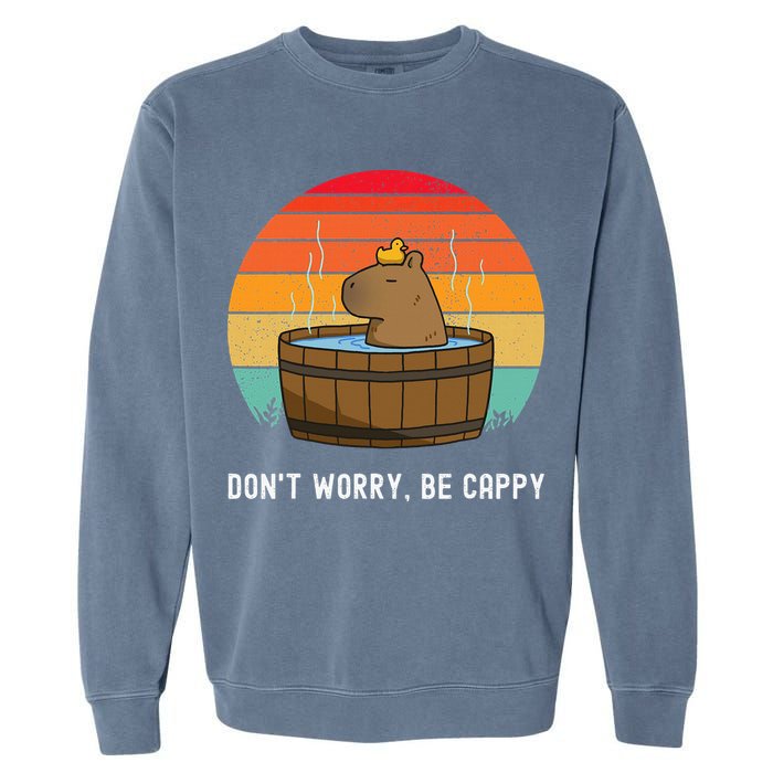 Retro Funny Capybara DonT Worry Be Capy Garment-Dyed Sweatshirt