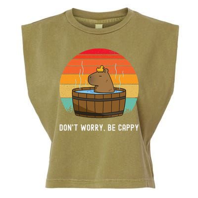 Retro Funny Capybara DonT Worry Be Capy Garment-Dyed Women's Muscle Tee