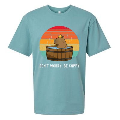 Retro Funny Capybara DonT Worry Be Capy Sueded Cloud Jersey T-Shirt