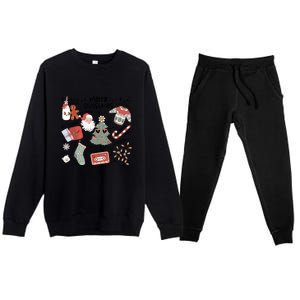 Retro Funny Christmas Santa Claus Cookie Ugly Christmas Sweaters Gift Premium Crewneck Sweatsuit Set