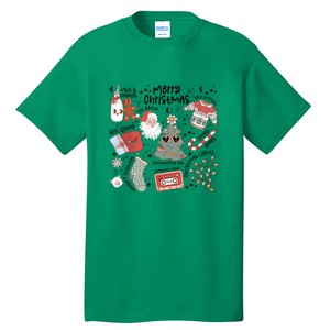 Retro Funny Christmas Santa Claus Cookie Ugly Christmas Sweaters Gift Tall T-Shirt