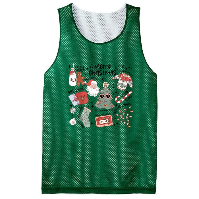 Retro Funny Christmas Santa Claus Cookie Ugly Christmas Sweaters Gift Mesh Reversible Basketball Jersey Tank