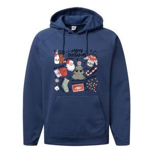 Retro Funny Christmas Santa Claus Cookie Ugly Christmas Sweaters Gift Performance Fleece Hoodie