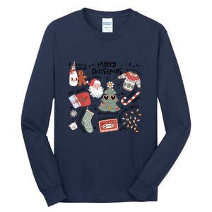 Retro Funny Christmas Santa Claus Cookie Ugly Christmas Sweaters Gift Tall Long Sleeve T-Shirt