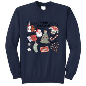 Retro Funny Christmas Santa Claus Cookie Ugly Christmas Sweaters Gift Tall Sweatshirt