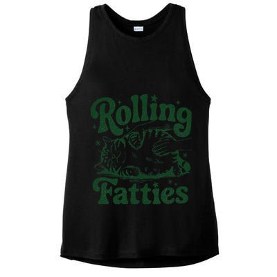 Rolling Fatties Cat Funny Cute Cat Lover Kitten Owner Kitty Ladies PosiCharge Tri-Blend Wicking Tank