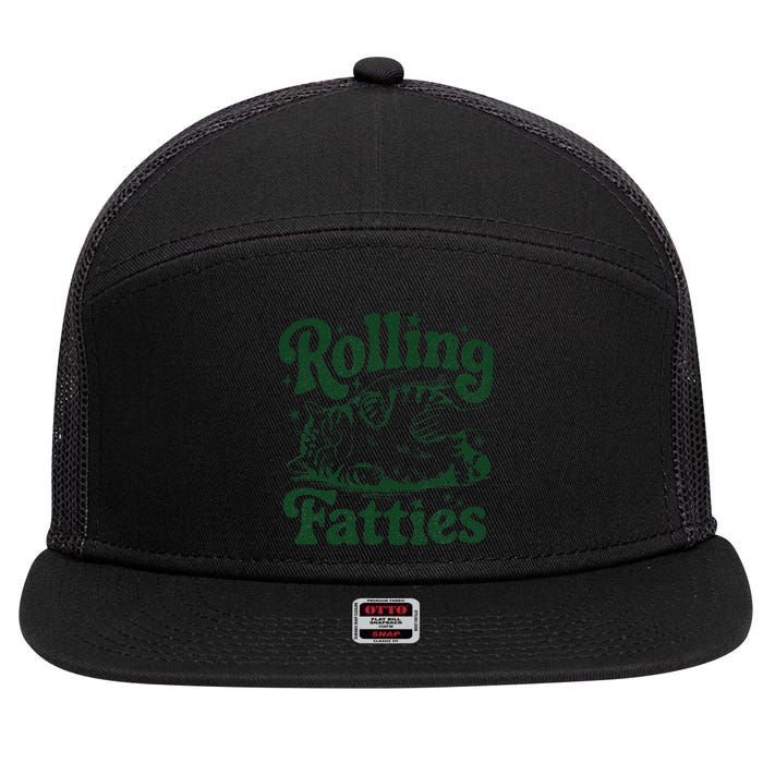 Rolling Fatties Cat Funny Cute Cat Lover Kitten Owner Kitty 7 Panel Mesh Trucker Snapback Hat